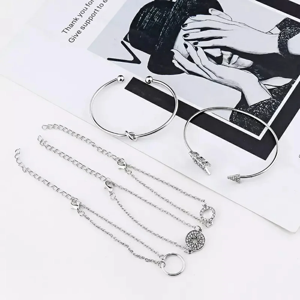 NEW | Arrow Compass 5 PC Silver Pave Bracelet Set - Picture 6 of 10